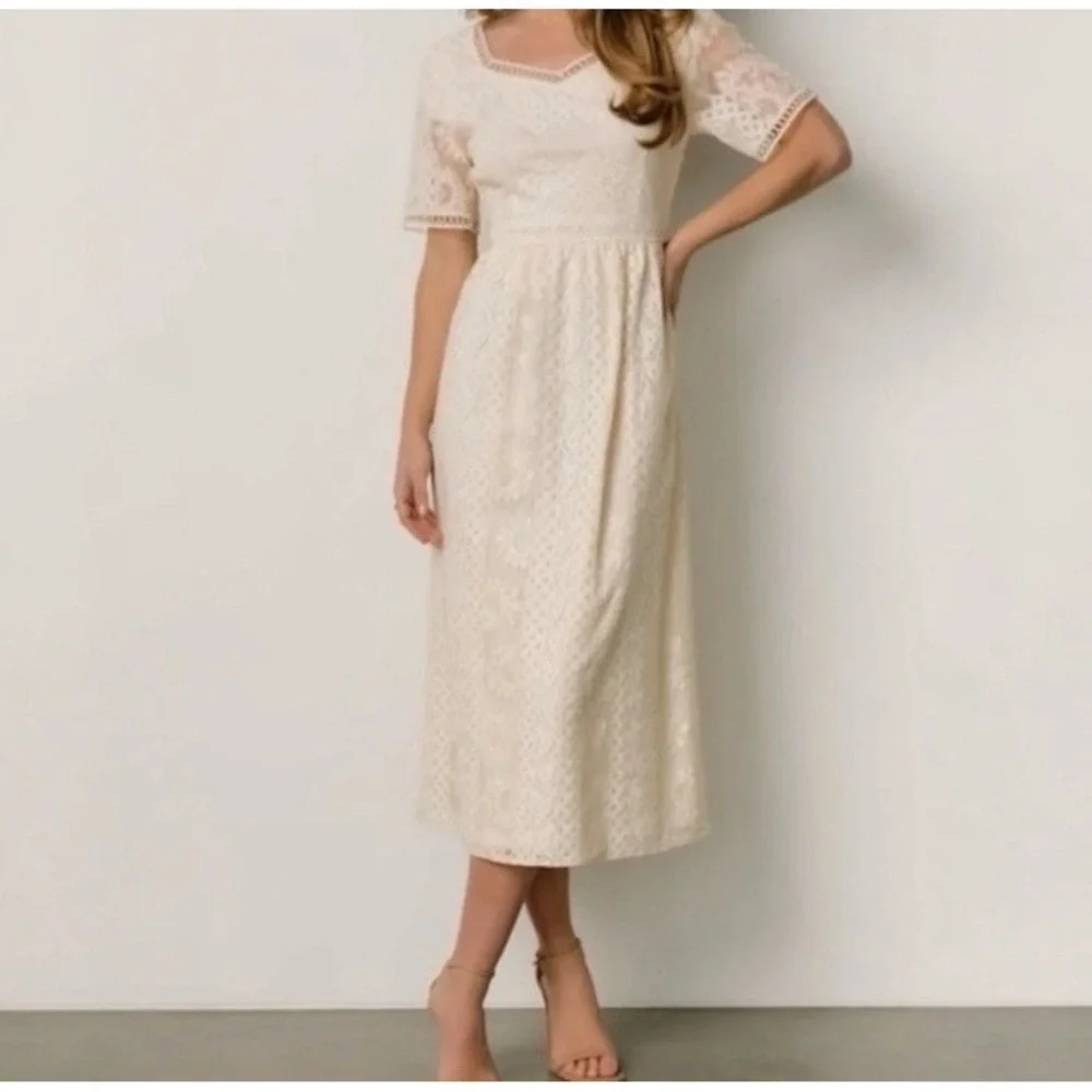 NEW Baltic Born Kody Lace Midi Dress Large Ivory Cream Vintage Bridal Wedding‎